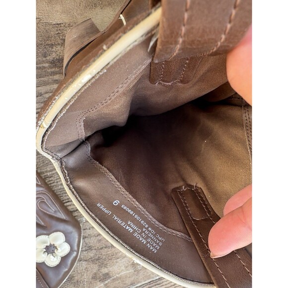 Vintage Candies Cowboy Boots Brown Embroidery Daisy Flowers Sz 9 Cute Y2K - Picture 6 of 7